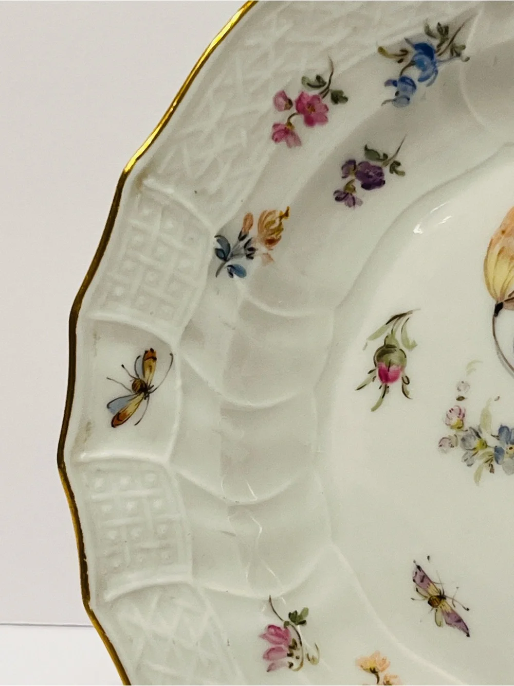 Antique Maissen 1893-1915 Neubeandenstein Relief Plates Set of 2 Hand Painted 8”